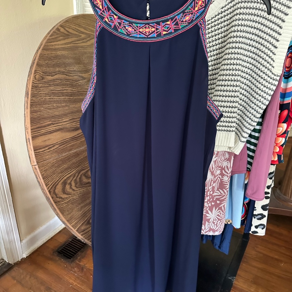 Navy Embroidered Dress